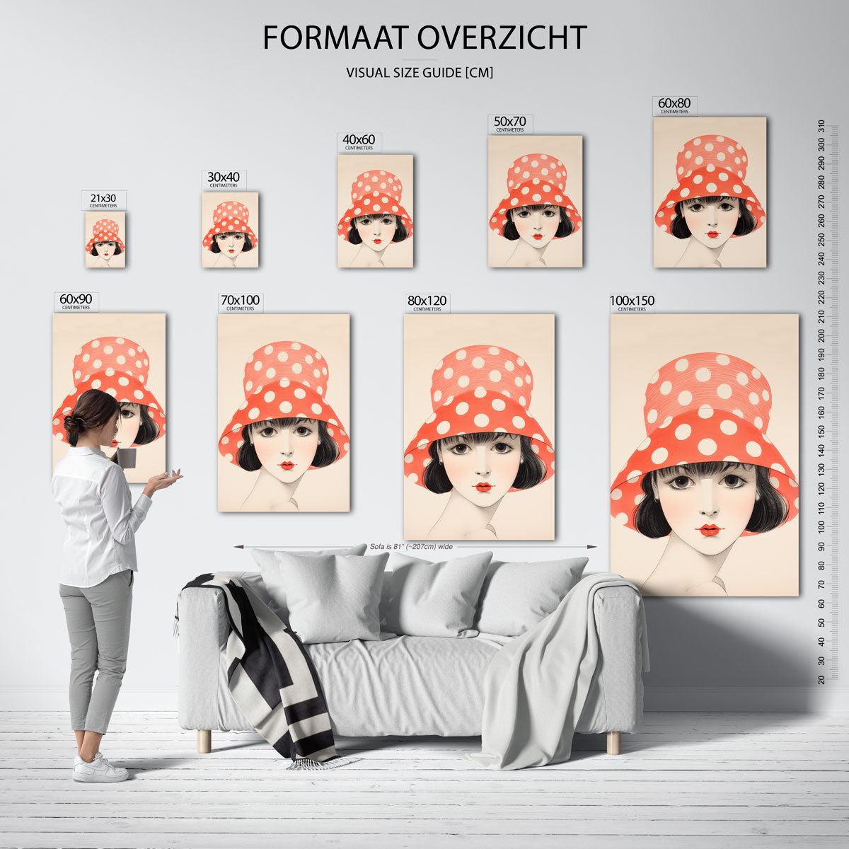 Vrouw met stippenhoed Poster