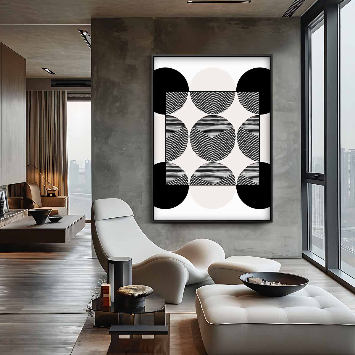 Strakke Cirkelpatronen Muurdecoratie Kunstwerk-canvas-dibond-plexiglas-wanddecoratie-WallArtistic