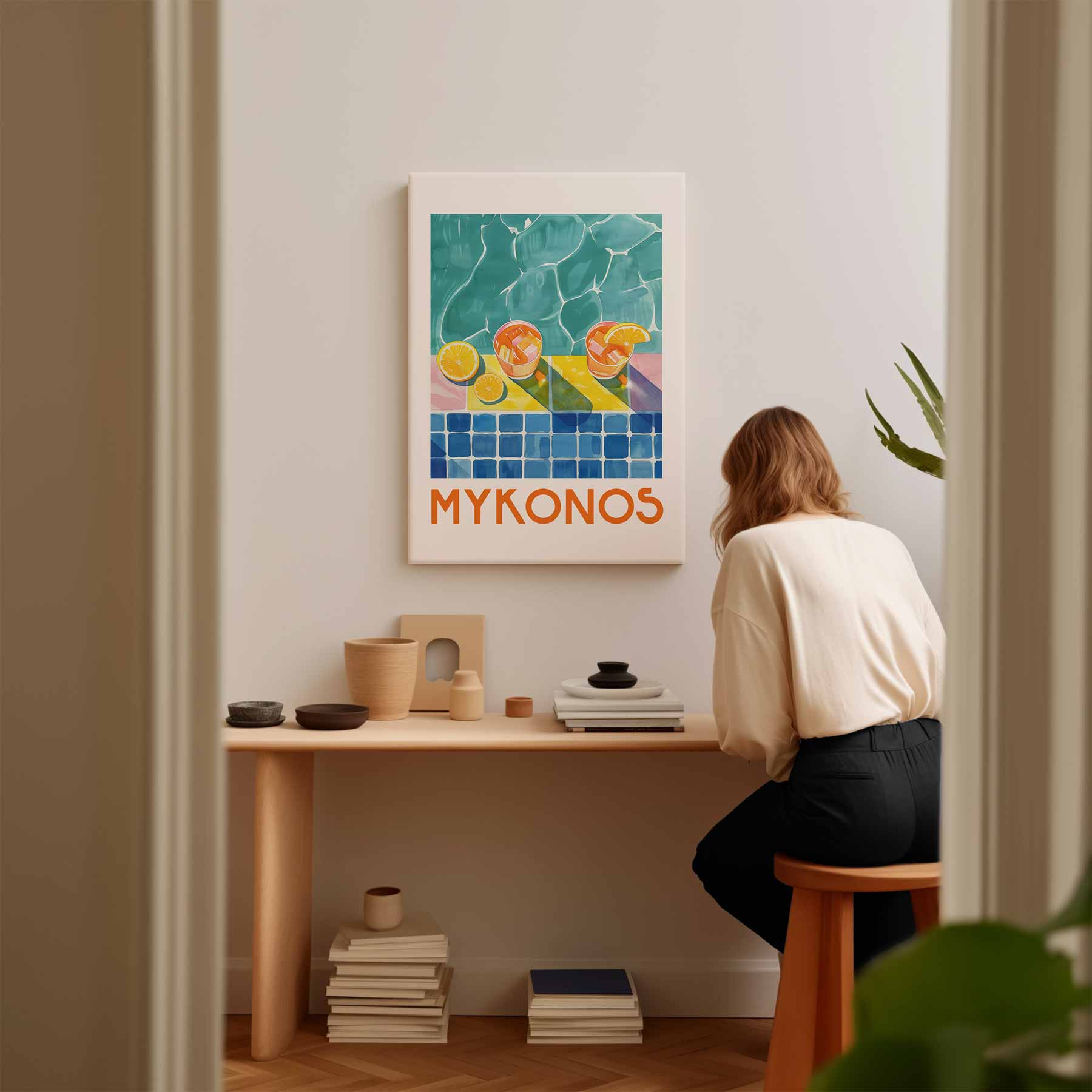 Zomerse Mykonos Kunstwerk-canvas-dibond-plexiglas-wanddecoratie-WallArtistic