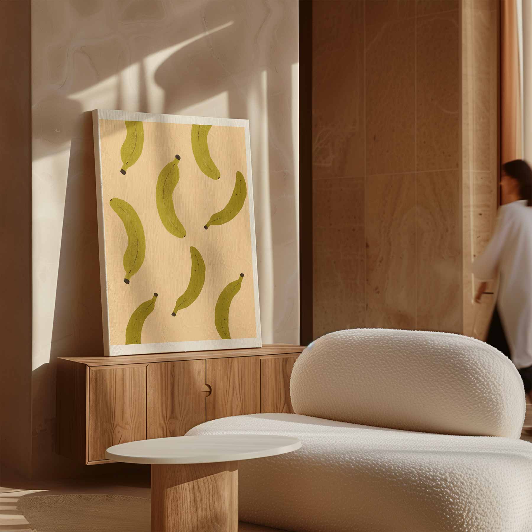 Speelse Bananen Illustratie Kunstwerk-canvas-dibond-plexiglas-wanddecoratie-WallArtistic