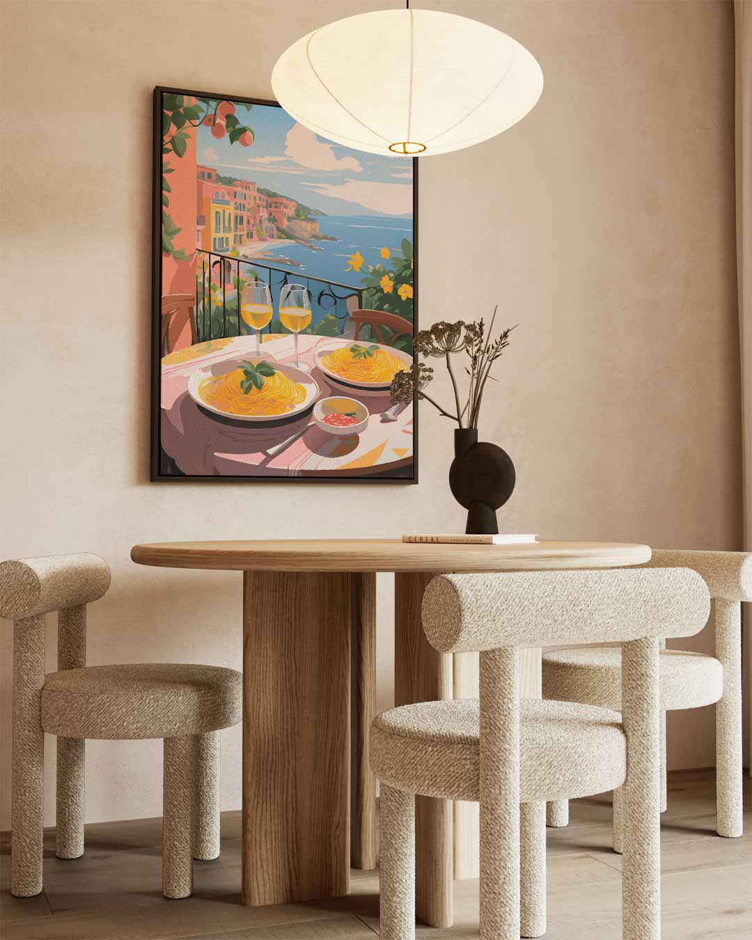 Pasta aan de Amalfi Kust Kunstwerk-canvas-dibond-plexiglas-wanddecoratie-WallArtistic