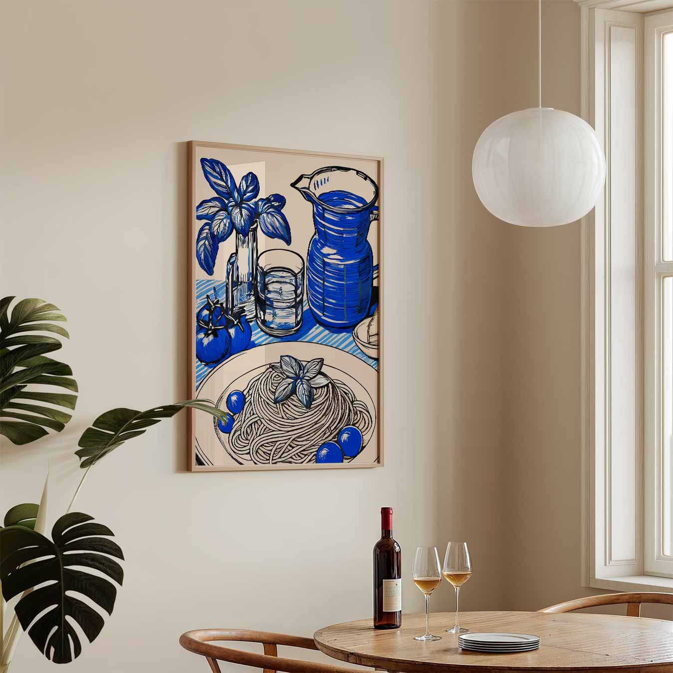 Stijlvolle Keukenposter met Blauwe Accenten Poster-WallArtistic