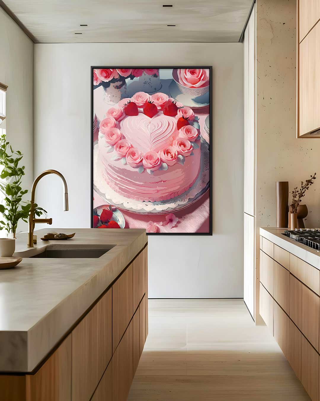 Romantische Rozen Taart Kunstwerk-canvas-dibond-plexiglas-wanddecoratie-WallArtistic