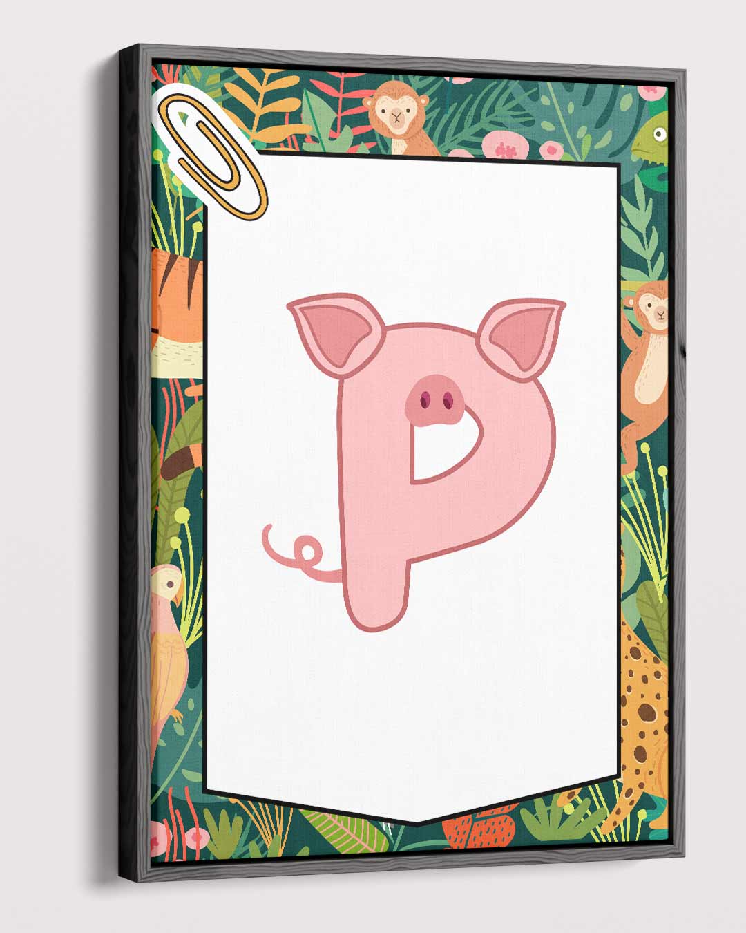Kinderposter Alfabet Dieren P Kunstwerk-canvas-dibond-plexiglas-wanddecoratie-WallArtistic