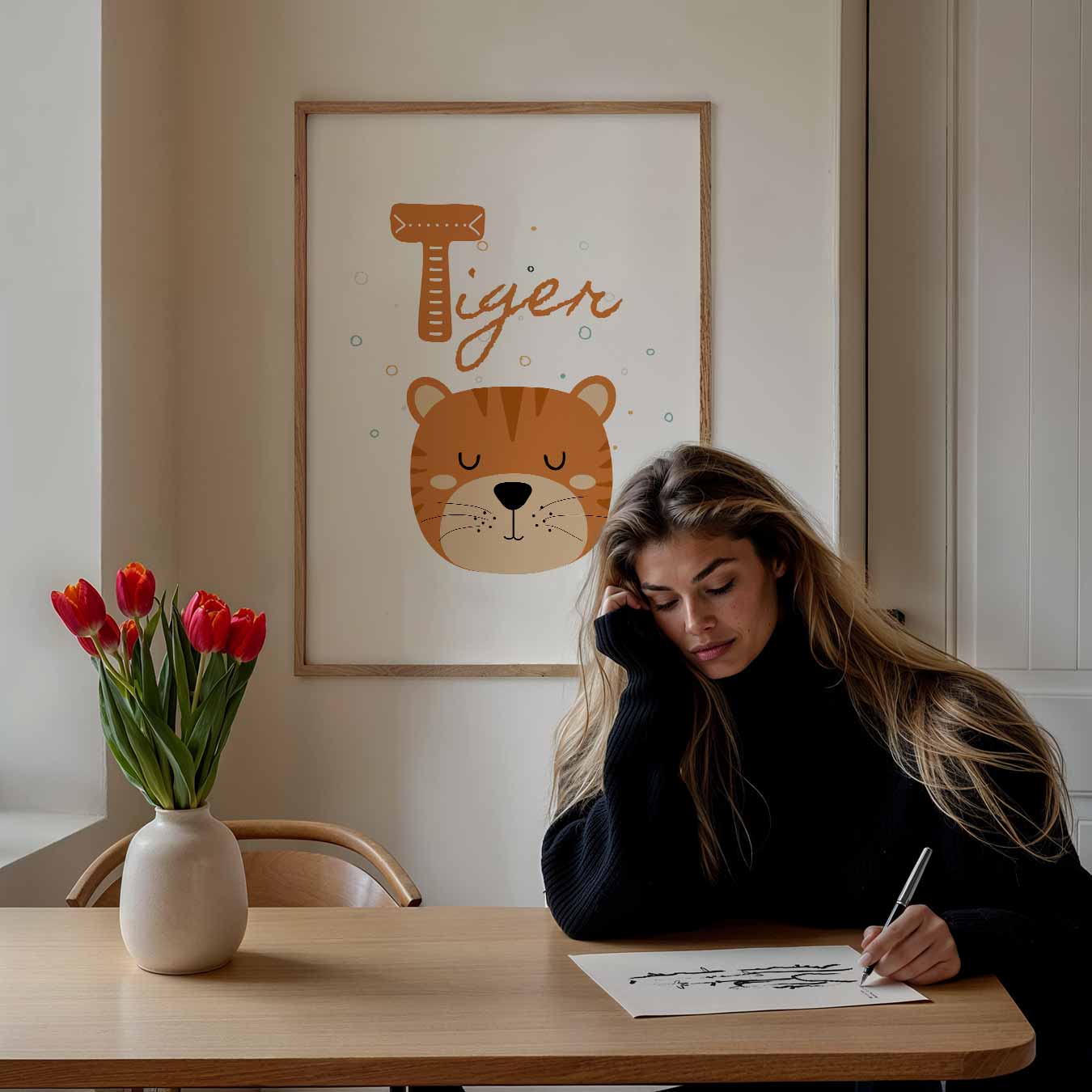 Schattige Tijger Kinderkamer Poster