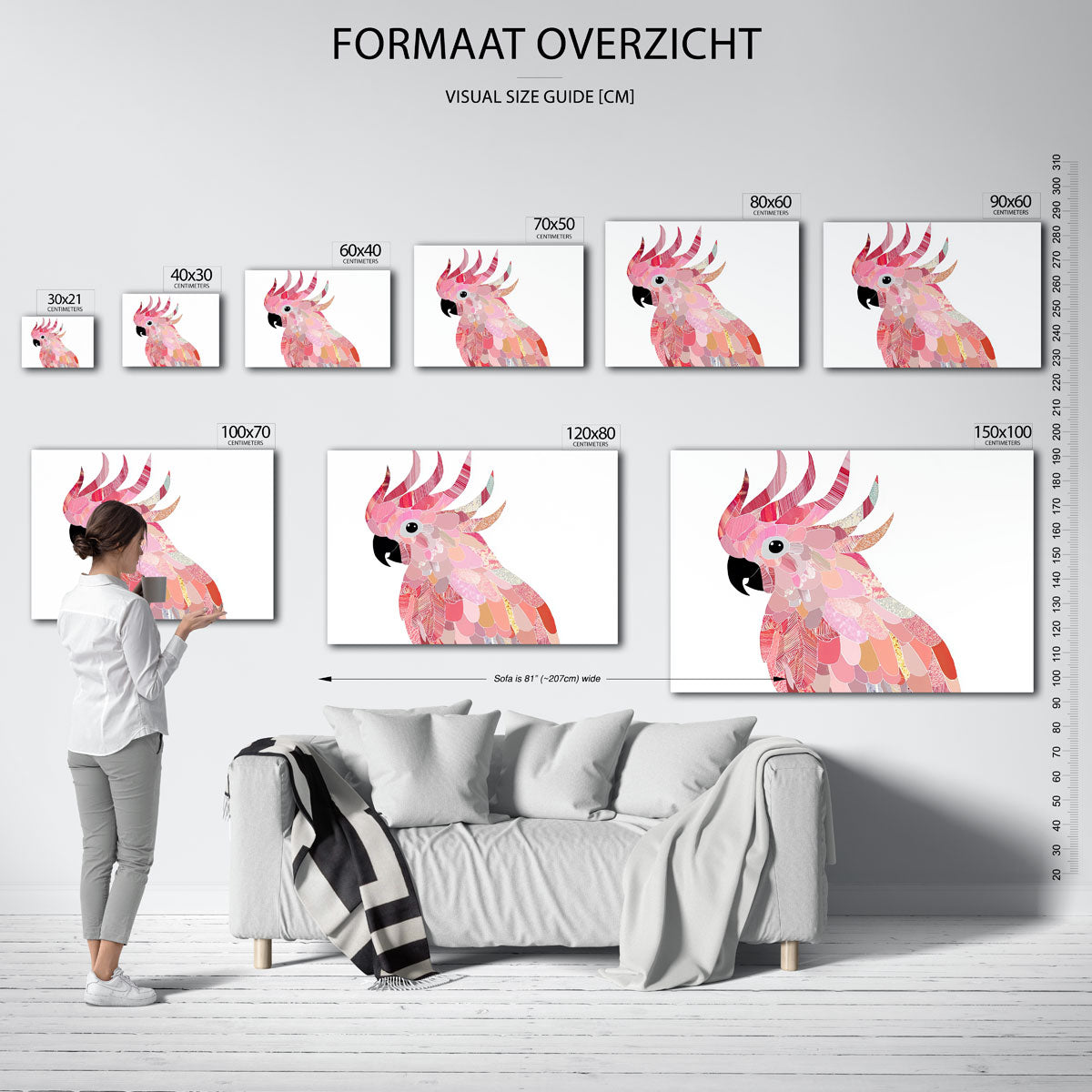 Papegaai in roze tinten Poster