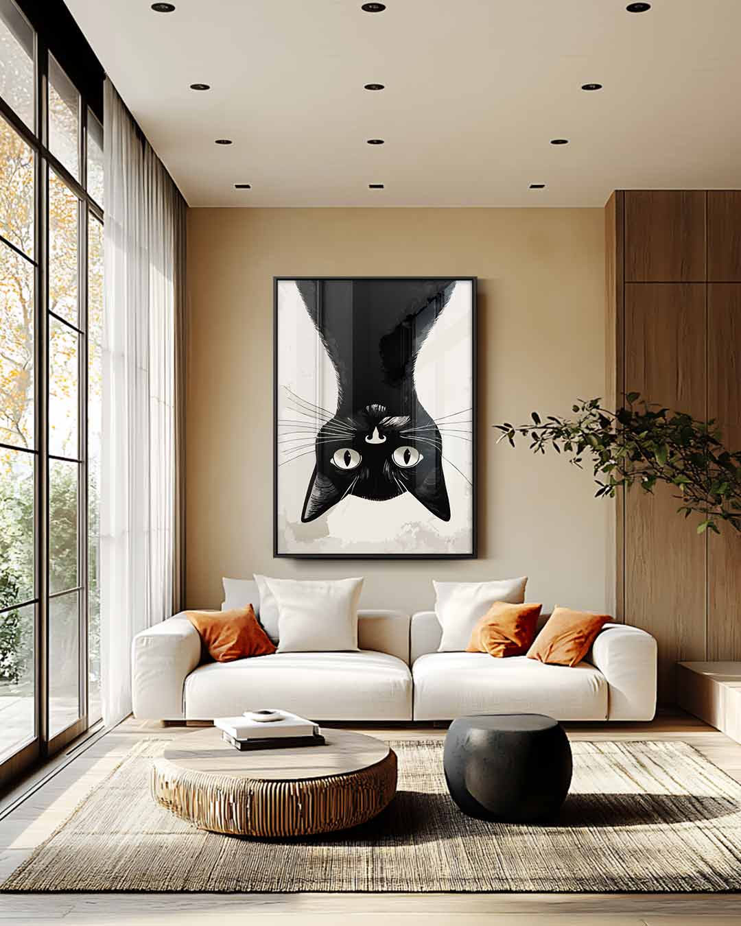 Omgekeerde Kat Verwondering Kunstwerk-canvas-dibond-plexiglas-wanddecoratie-WallArtistic