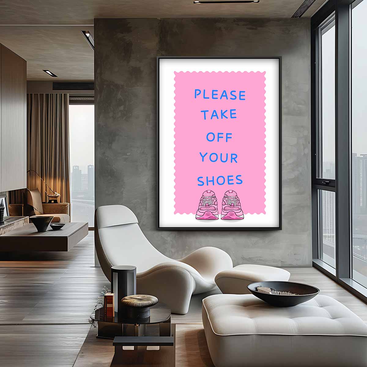 Welkomstposter met Sneakers Kunstwerk-canvas-dibond-plexiglas-wanddecoratie-WallArtistic