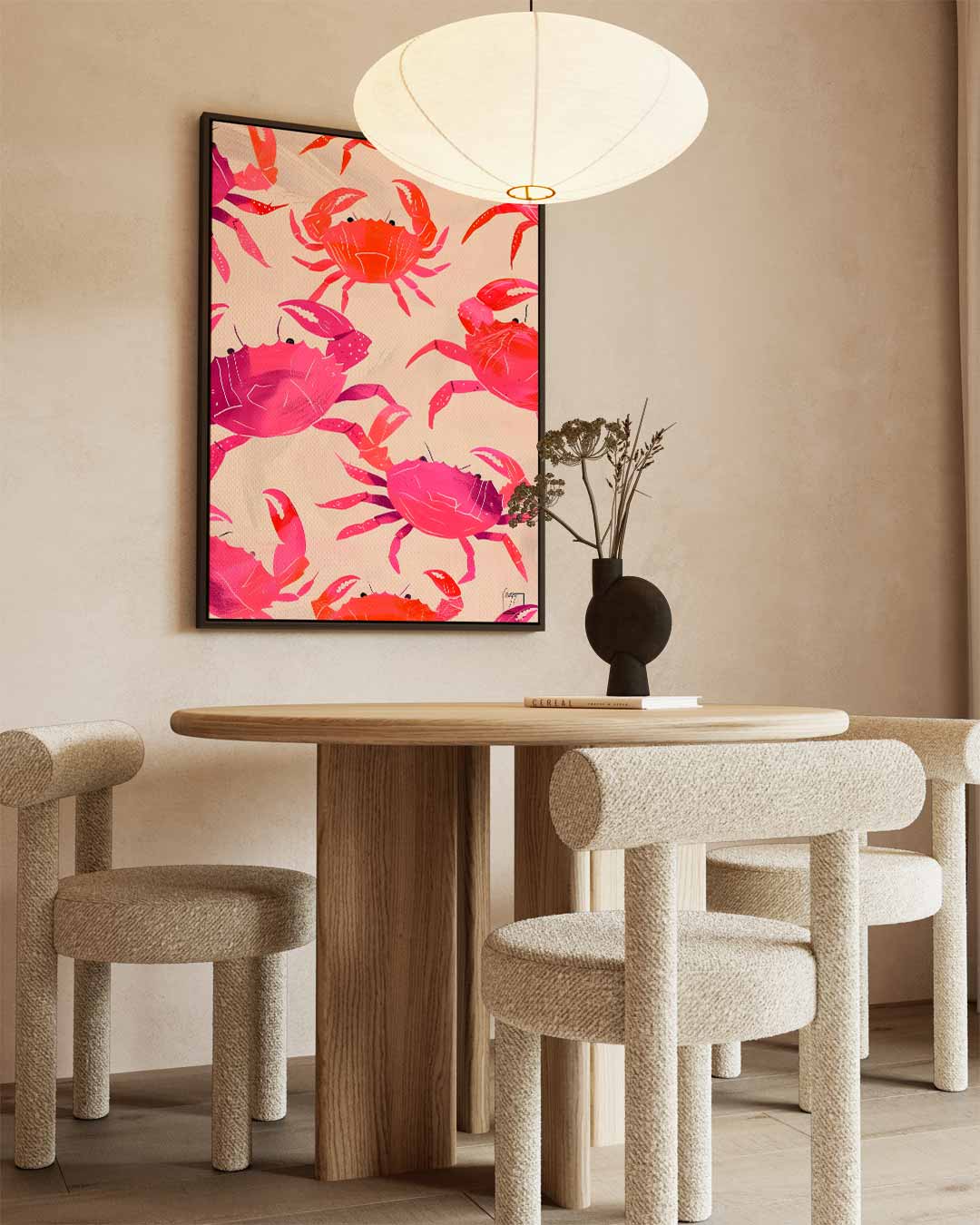 Vrolijke Krabben Illustratie Kunstwerk-canvas-dibond-plexiglas-wanddecoratie-WallArtistic