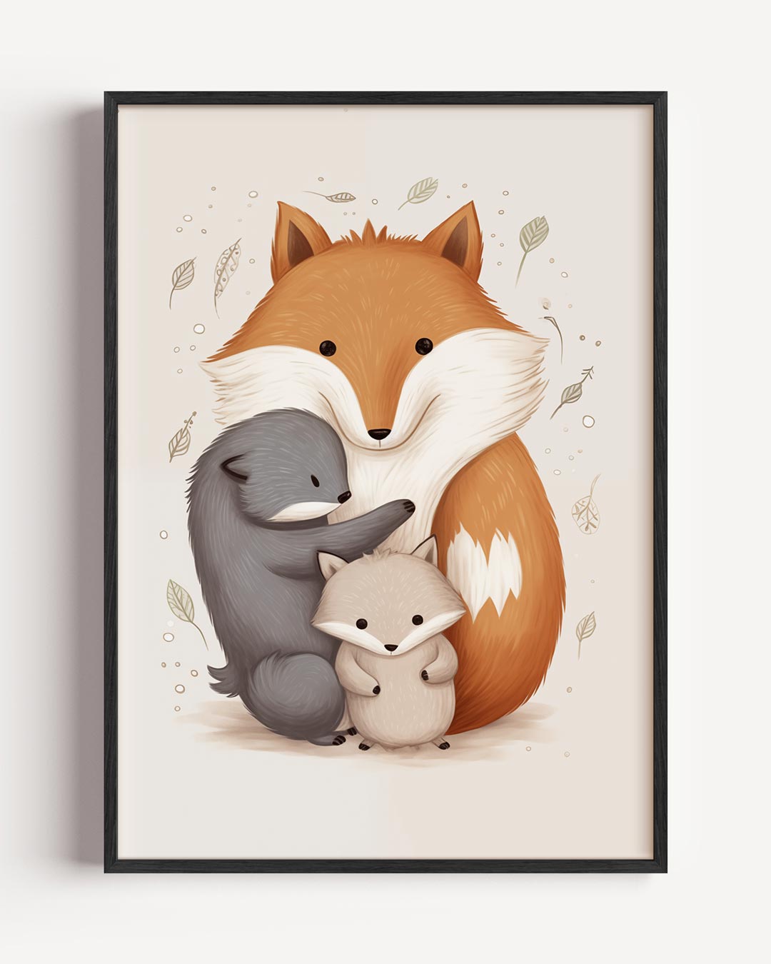 Knuffelende Vosjes Familie Poster-WallArtistic