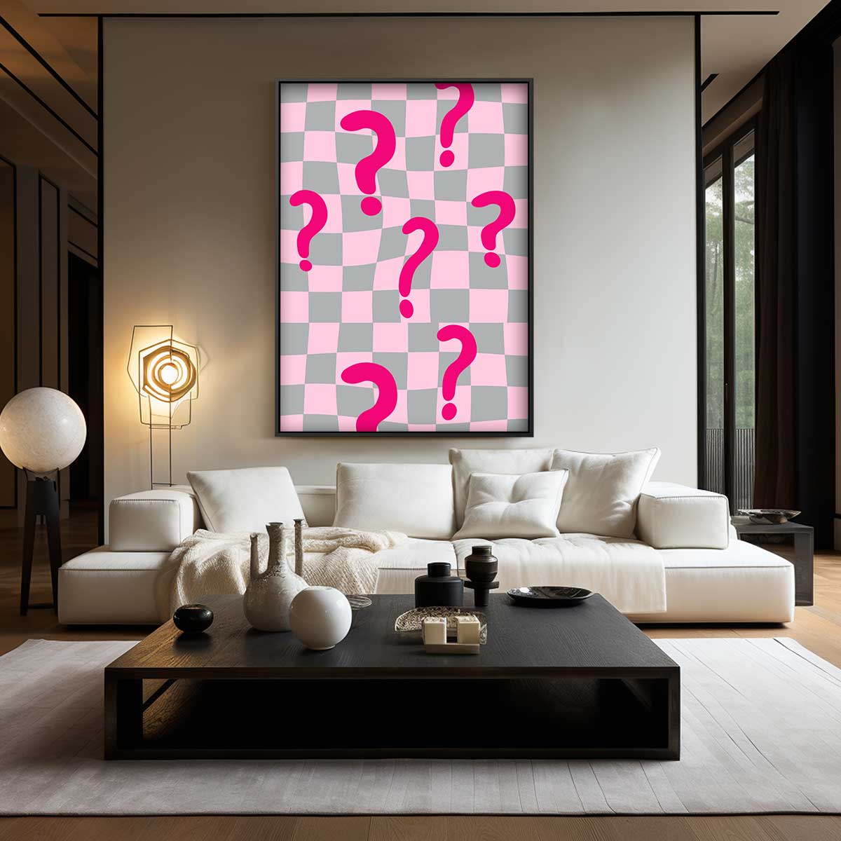 Verwrongen Vraagtekens Kunstwerk-canvas-dibond-plexiglas-wanddecoratie-WallArtistic
