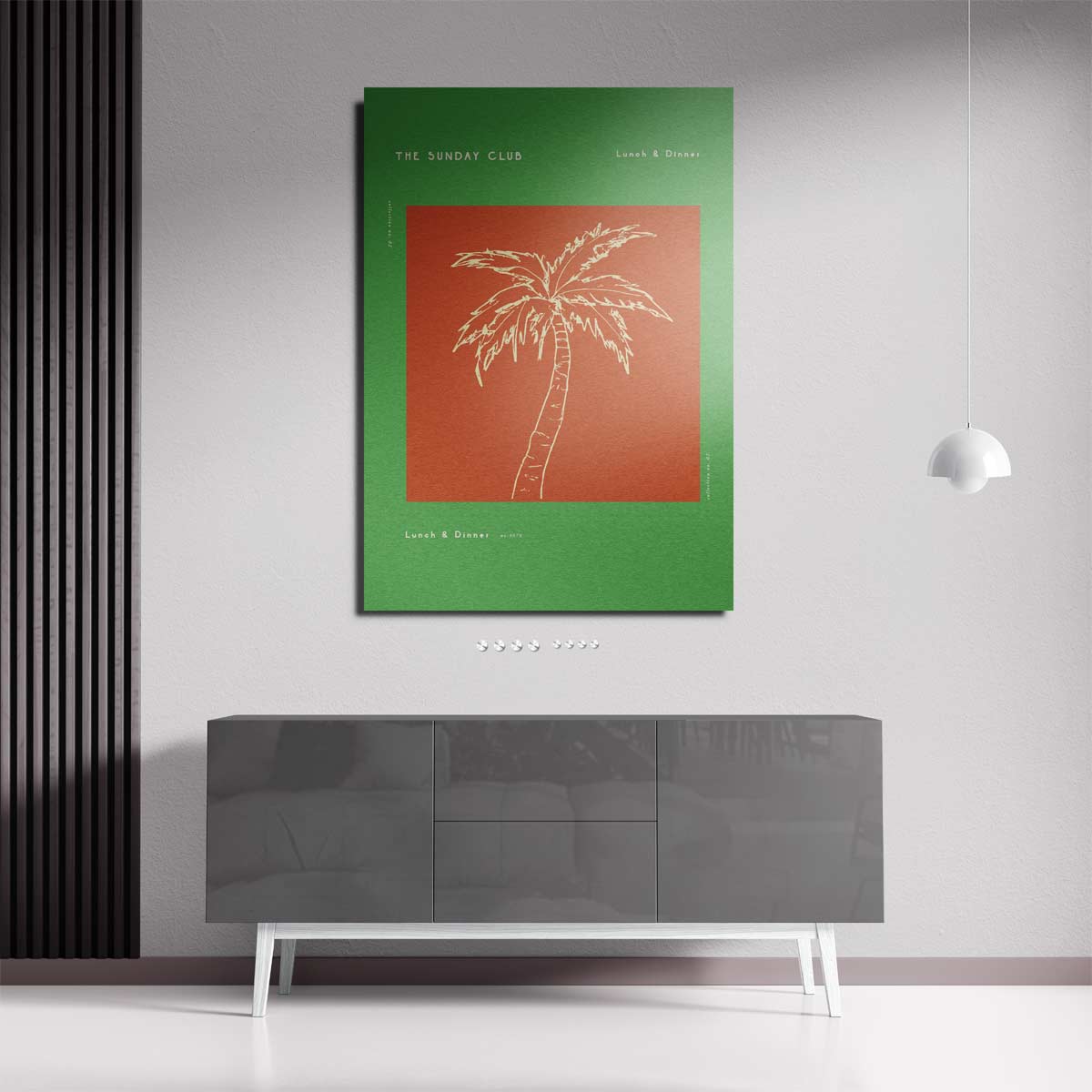 Tropische Vibes Palm Illustratie Kunstwerk-canvas-dibond-plexiglas-wanddecoratie-WallArtistic