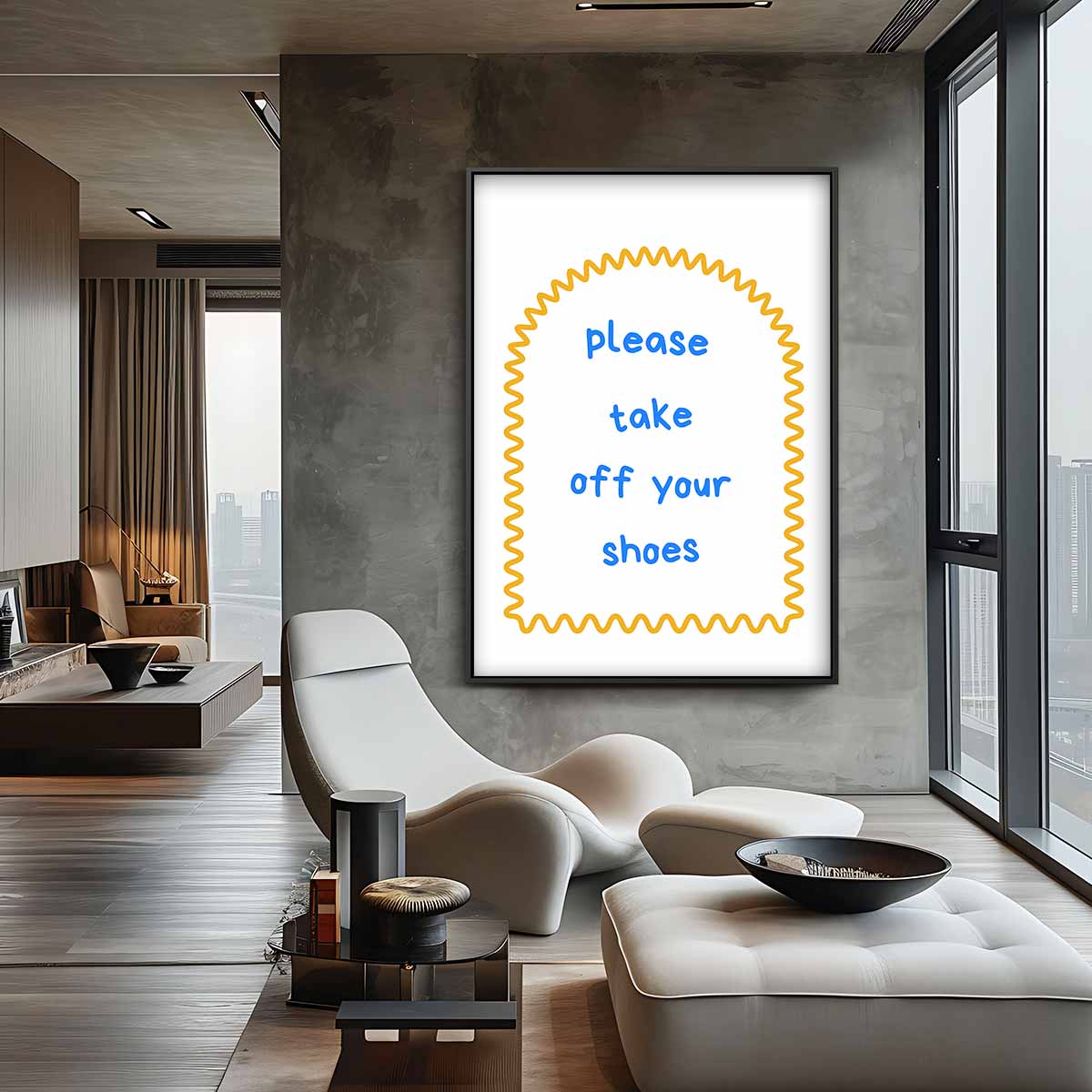 Welkomstteken "Please Take Off Your Shoes Kunstwerk-canvas-dibond-plexiglas-wanddecoratie-WallArtistic