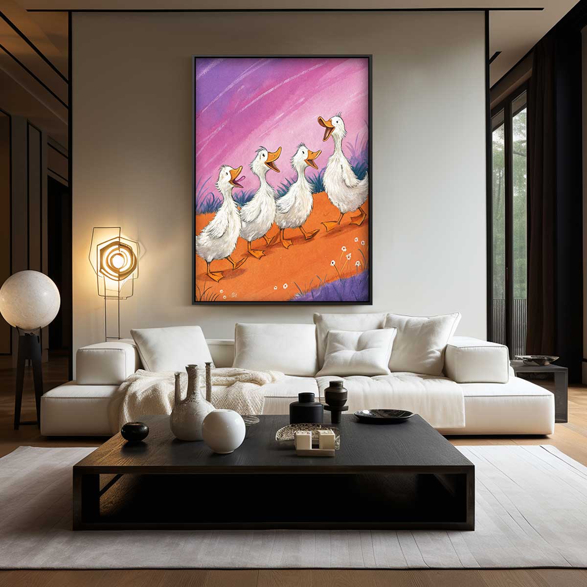 Eendjes op Avontuur Kunstwerk-canvas-dibond-plexiglas-wanddecoratie-WallArtistic