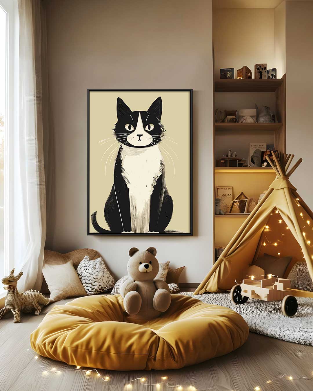 Tijdloze Tuxedo Katkunst Kunstwerk-canvas-dibond-plexiglas-wanddecoratie-WallArtistic