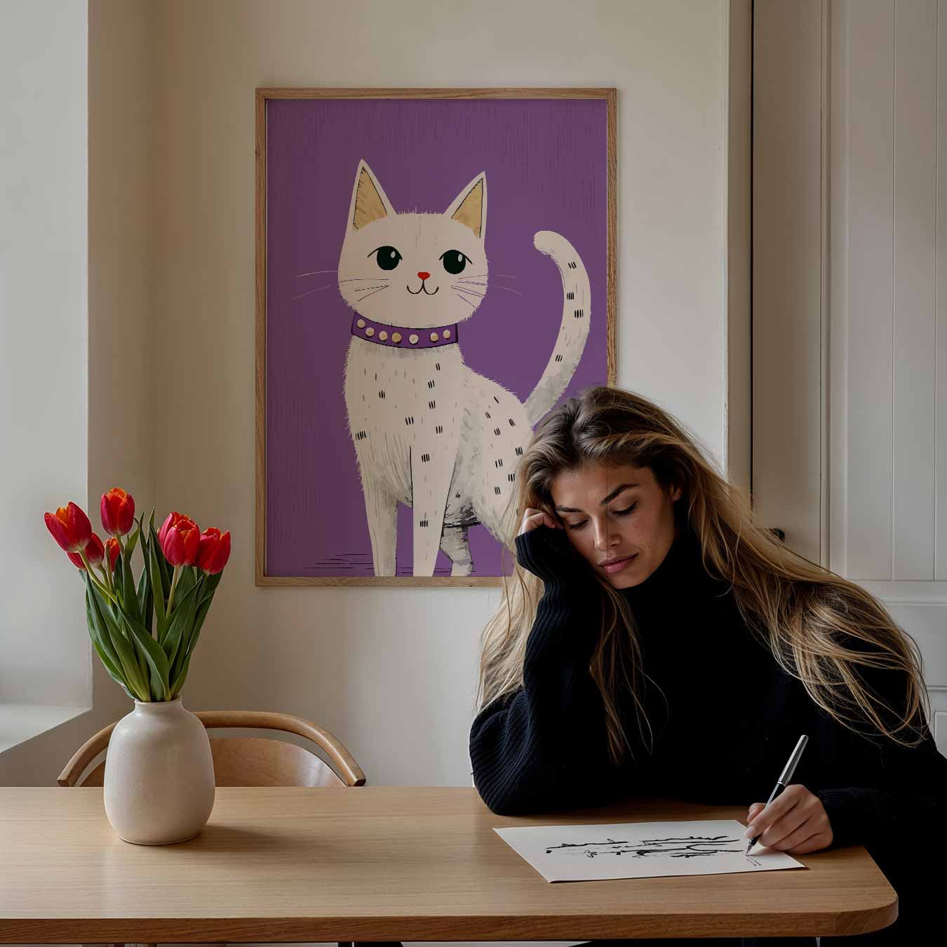 Lieve Kat Poster voor Dierenliefhebbers Poster-WallArtistic