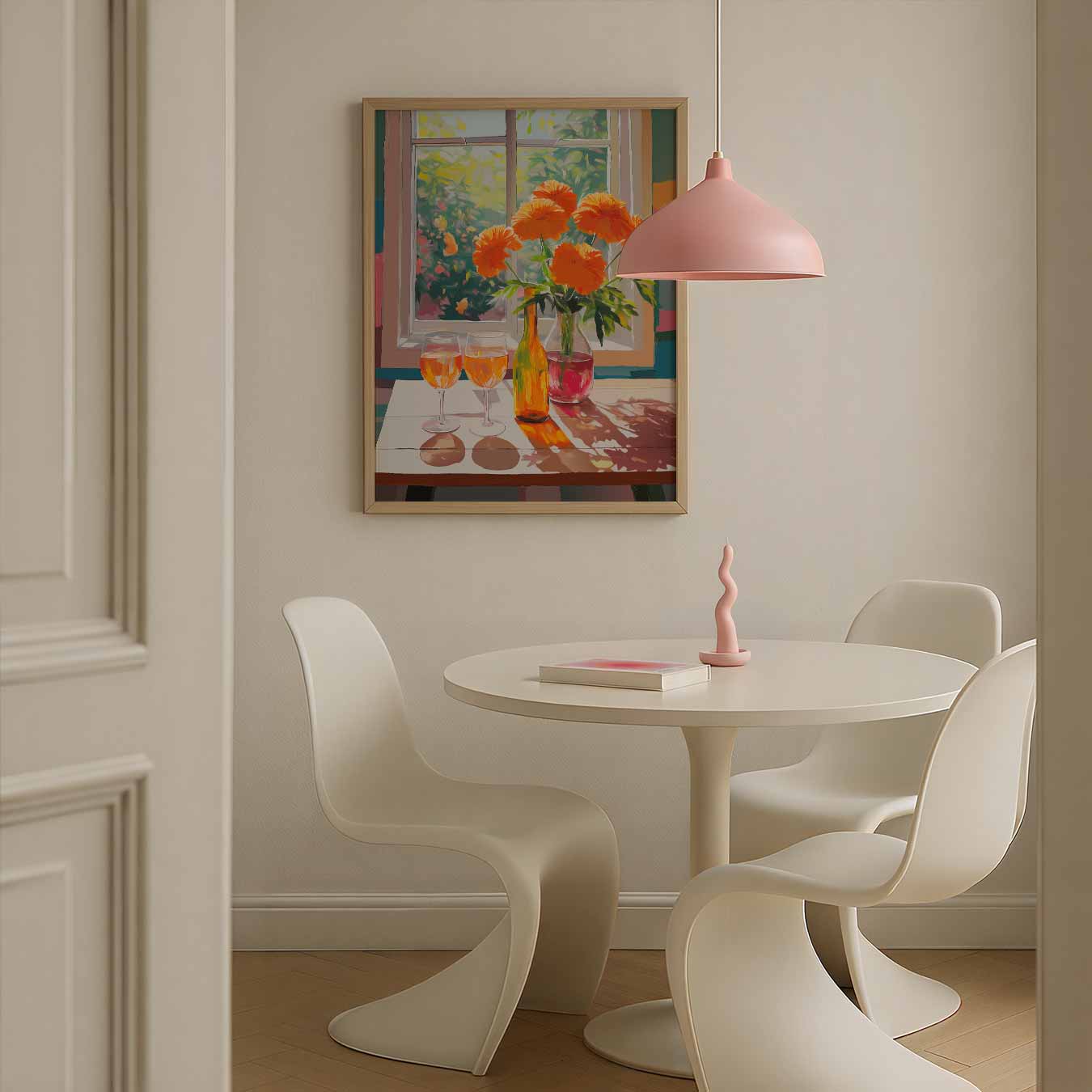 Zonnige Bloemen en Rosé Poster-WallArtistic