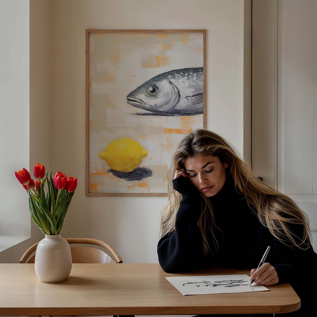 Stijlvolle Vis & Citrus Wandschildering Poster-WallArtistic