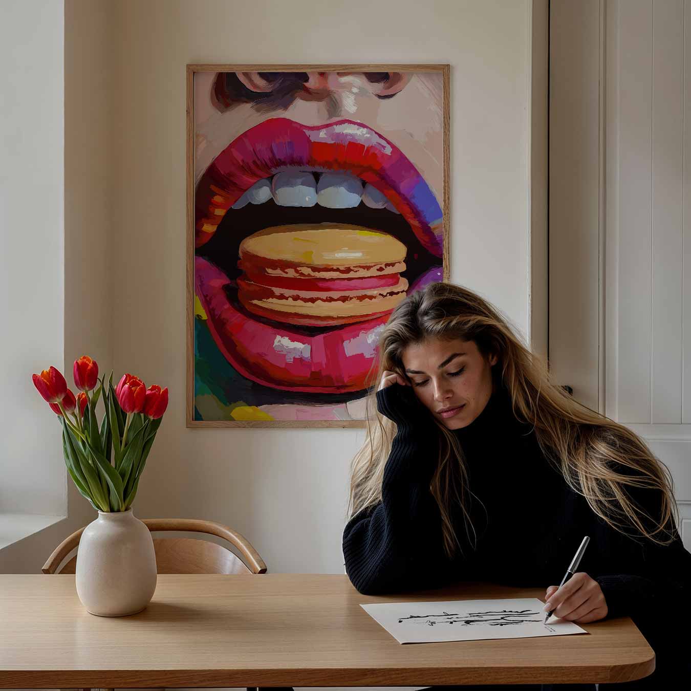 Kleurrijke Lippen Met Macaron Poster