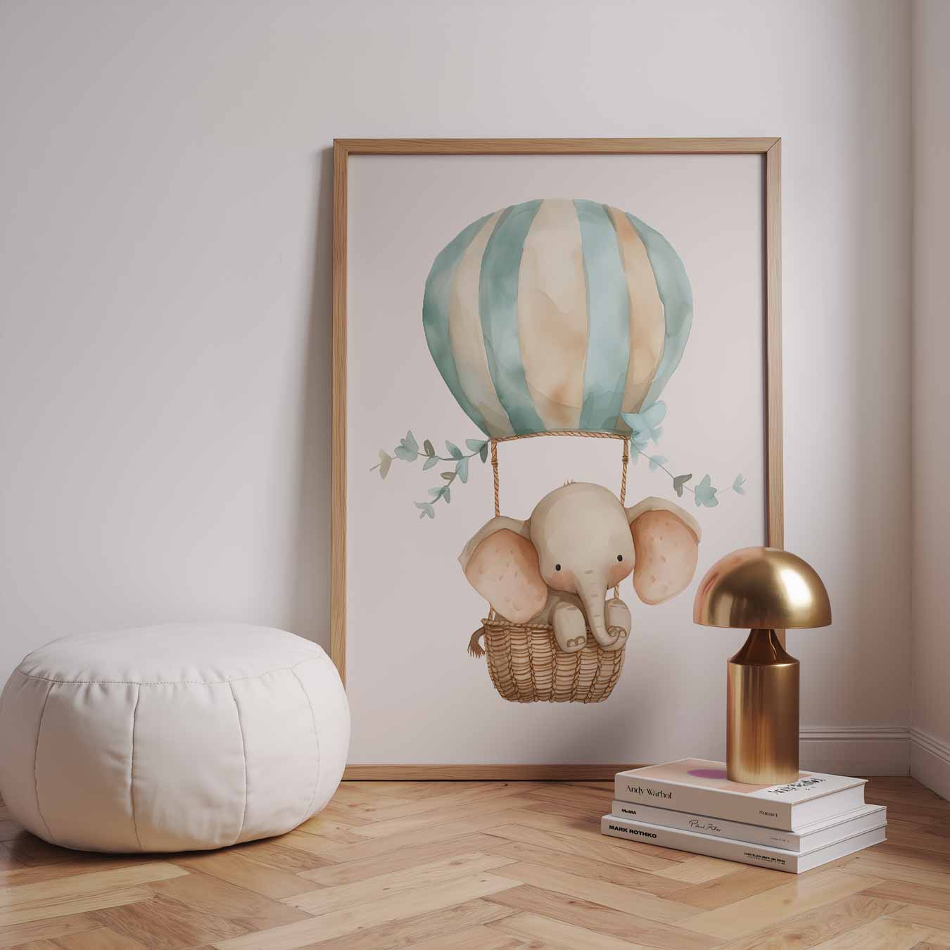 Dromerige Olifant in Luchtballon Poster-WallArtistic