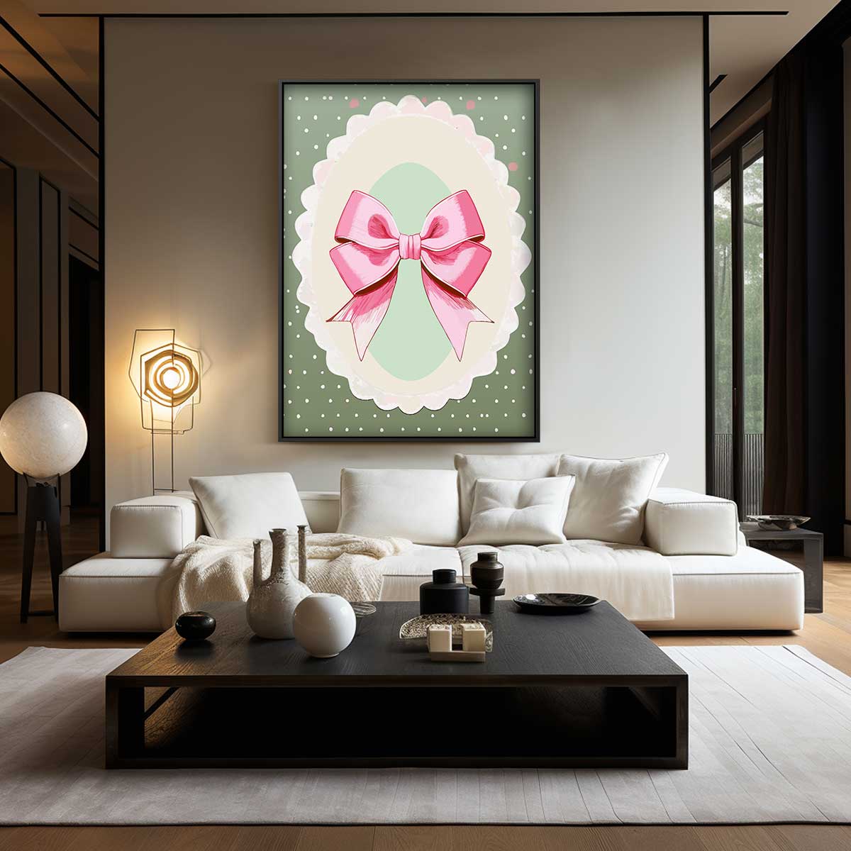 Charmante Roze Strik Illustratie Kunstwerk-canvas-dibond-plexiglas-wanddecoratie-WallArtistic