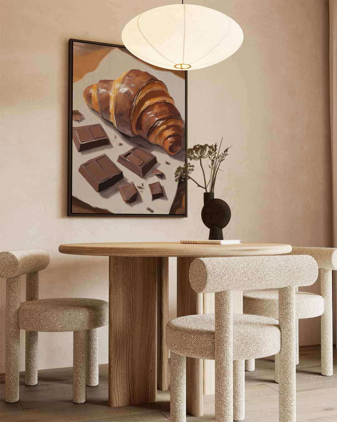 Choco Croissant Delight Kunstwerk-canvas-dibond-plexiglas-wanddecoratie-WallArtistic