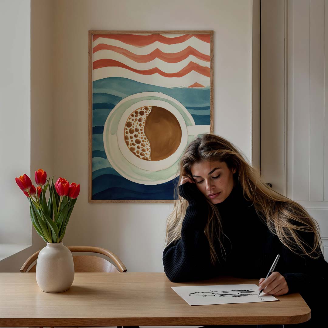 Golvend Genot Koffieposter-WallArtistic