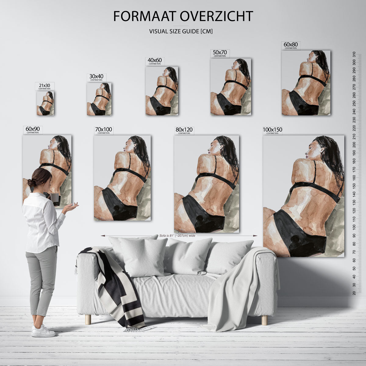 Vrouw in zwart ondergoed Poster