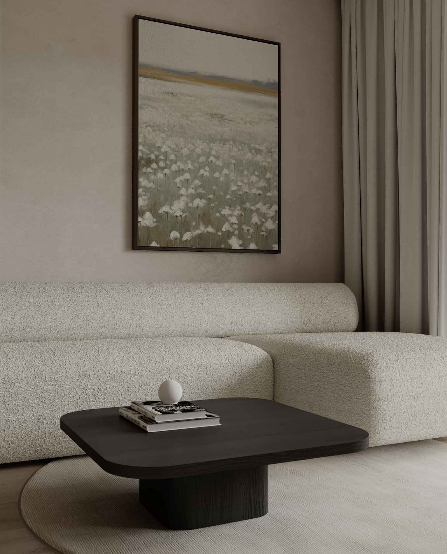 Veld van Witte Bloemen Kunstwerk-canvas-dibond-plexiglas-wanddecoratie-WallArtistic
