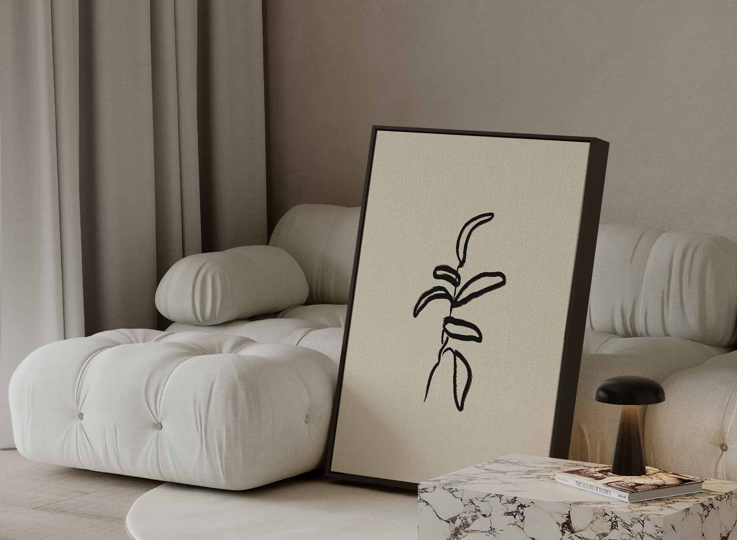 Minimalistische Botanische Schets Kunstwerk-canvas-dibond-plexiglas-wanddecoratie-WallArtistic