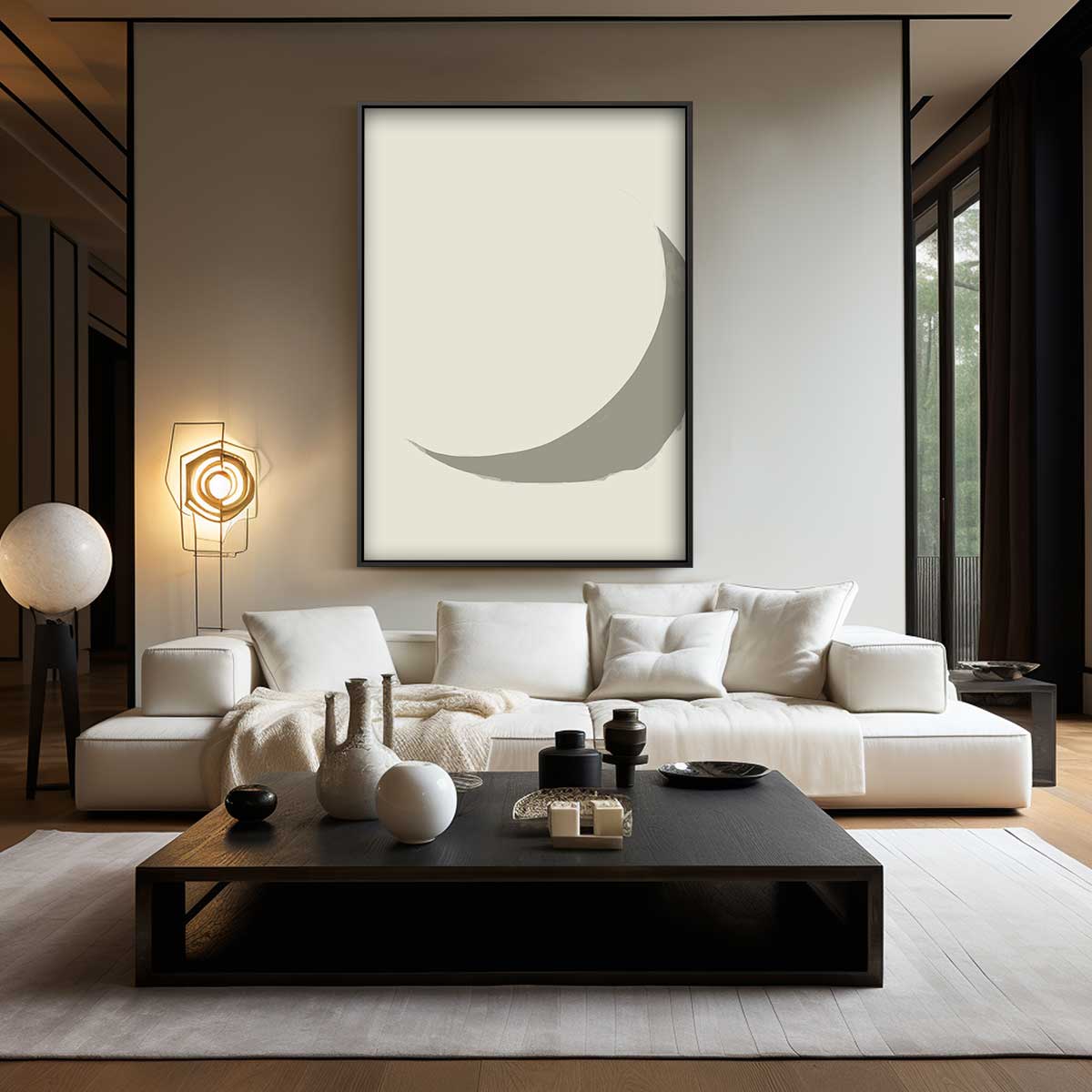 Sereen Halvemaan Abstract Kunstwerk-canvas-dibond-plexiglas-wanddecoratie-WallArtistic