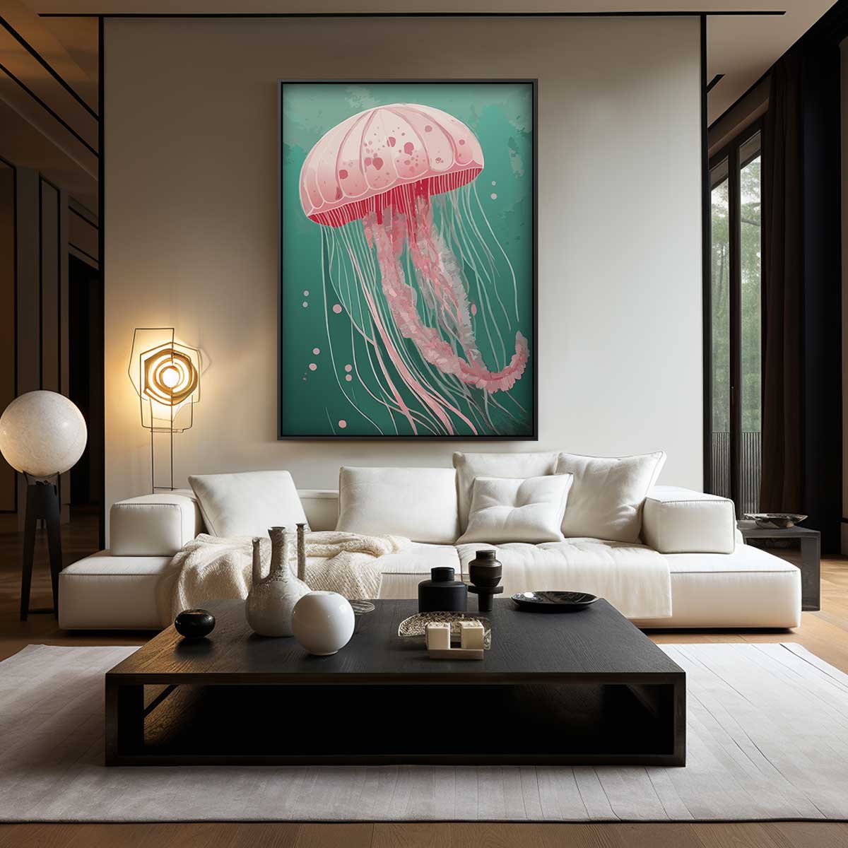 Dromerige Kwallenwereld Kunstwerk-canvas-dibond-plexiglas-wanddecoratie-WallArtistic