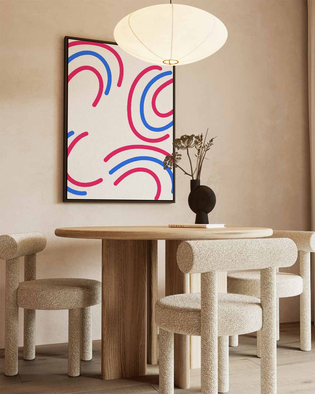 Vrolijke Krullen op Wit Kunstwerk-canvas-dibond-plexiglas-wanddecoratie-WallArtistic