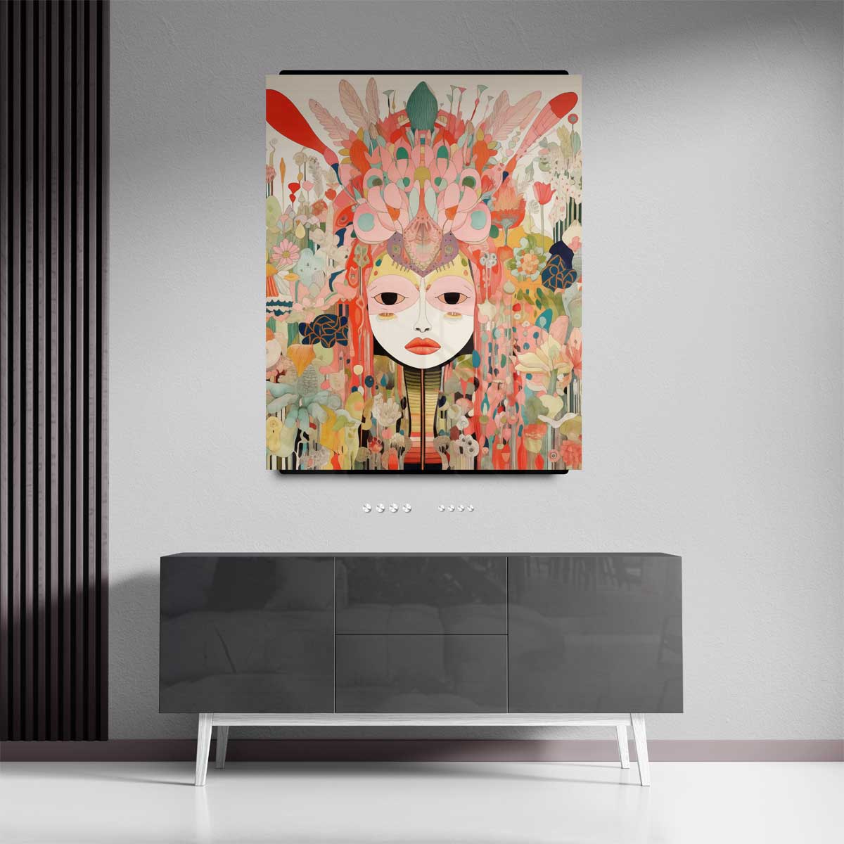 Vrolijke Fantasiegezichten Kunstwerk-canvas-dibond-plexiglas-wanddecoratie-WallArtistic