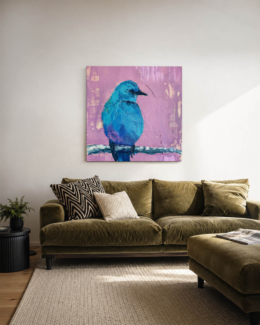 Vogelsilhouet op tak Kunstwerk