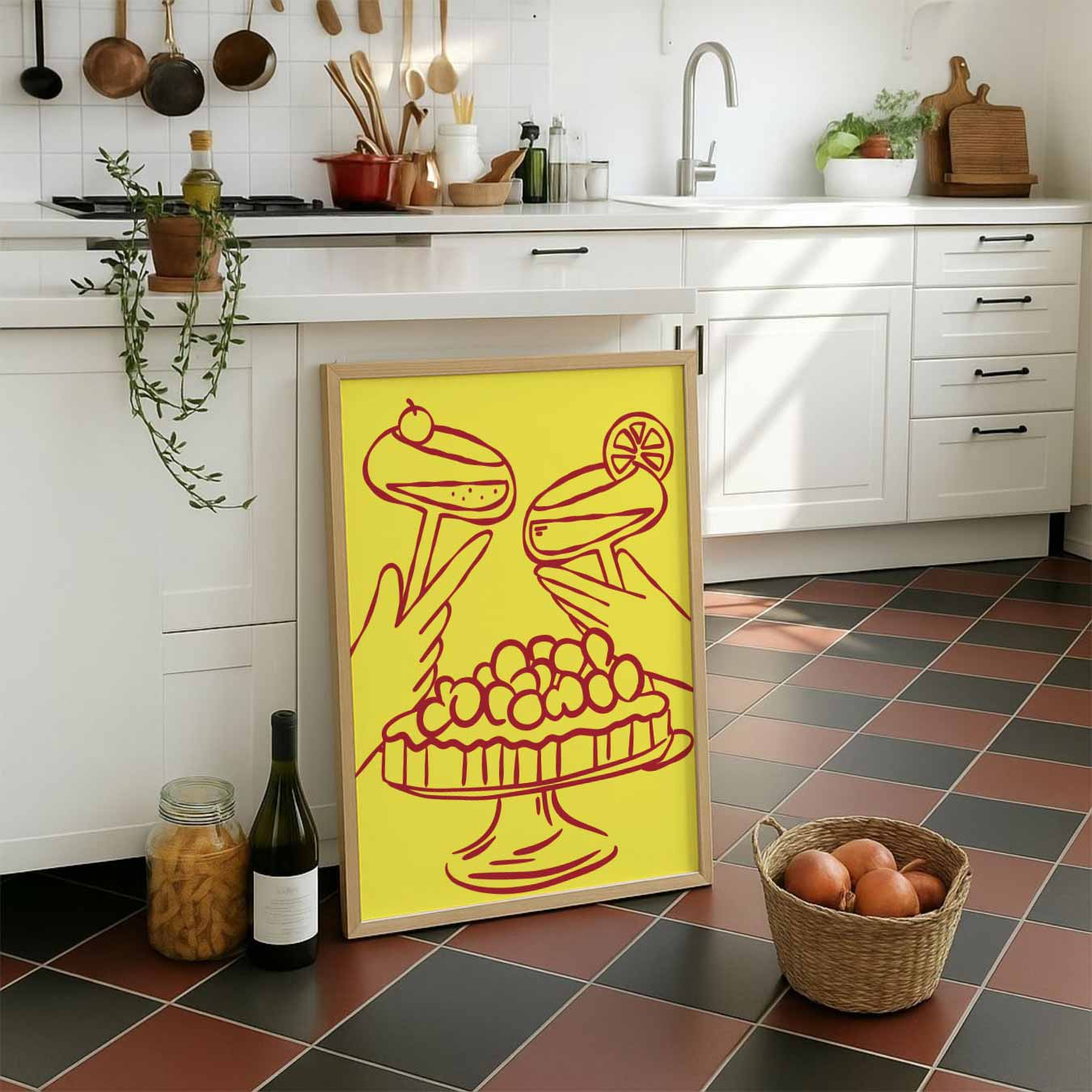 Feestelijke Cocktail & Taart Illustratie Poster