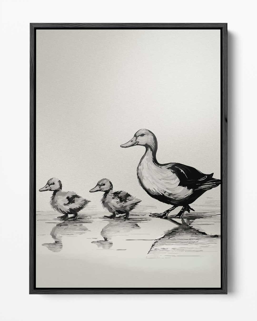 Eend met Eendjes Wandeling Kunstwerk-canvas-dibond-plexiglas-wanddecoratie-WallArtistic