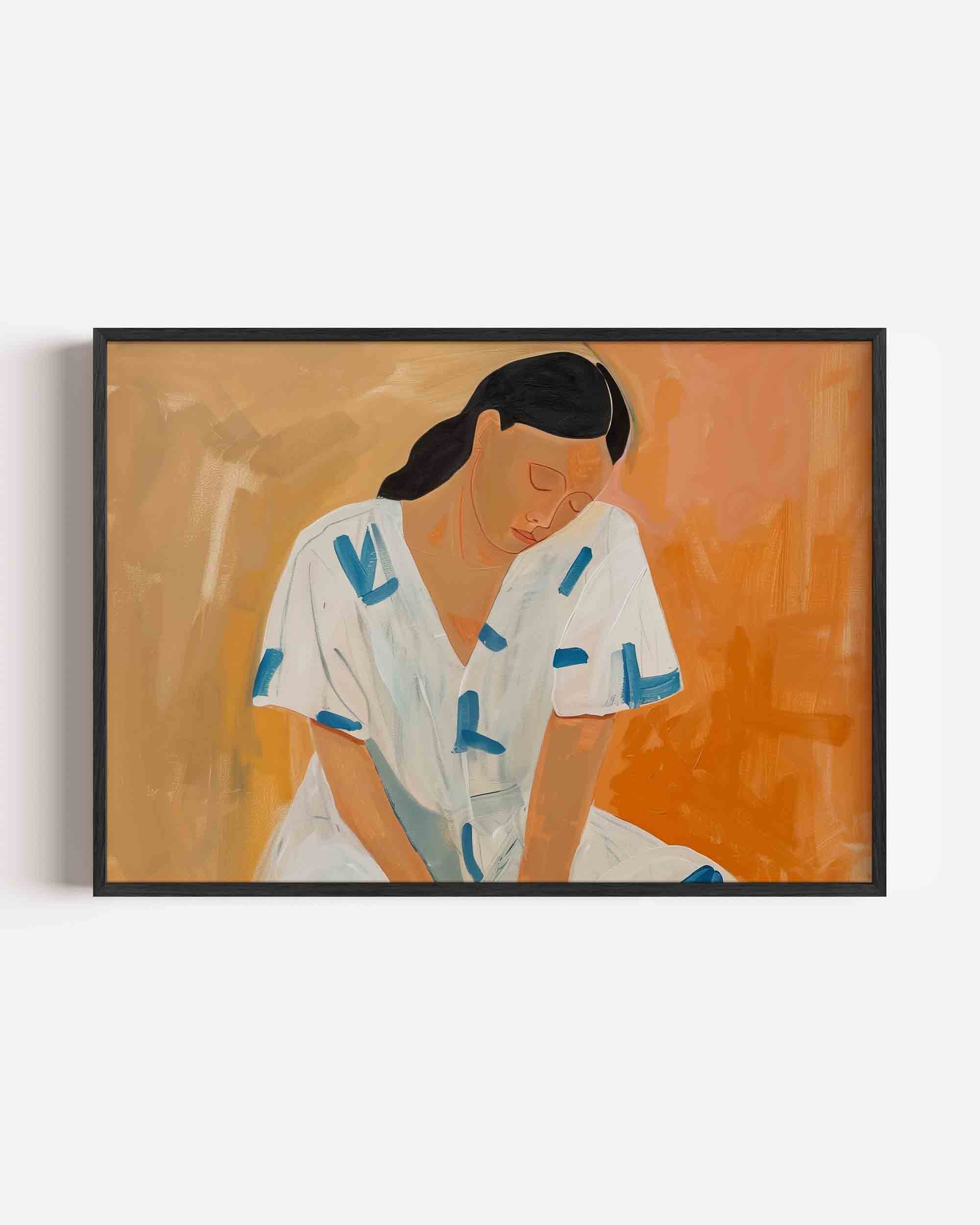 Vrouw in witte jurk Poster