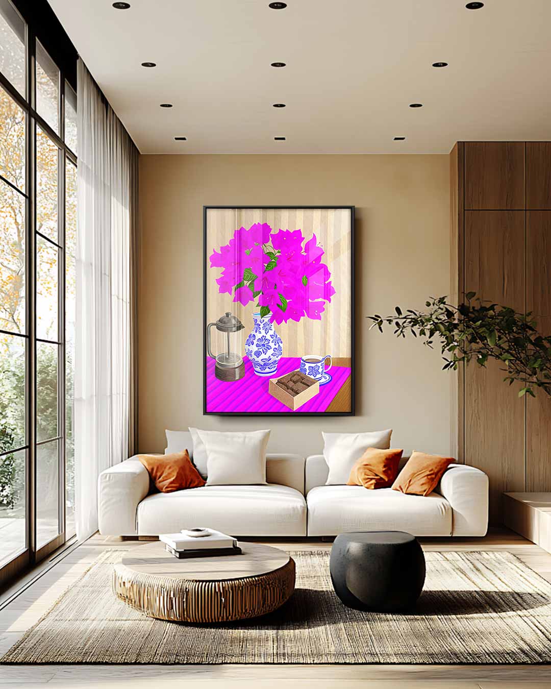 Felroze Bloemenpracht Kunstwerk-canvas-dibond-plexiglas-wanddecoratie-WallArtistic
