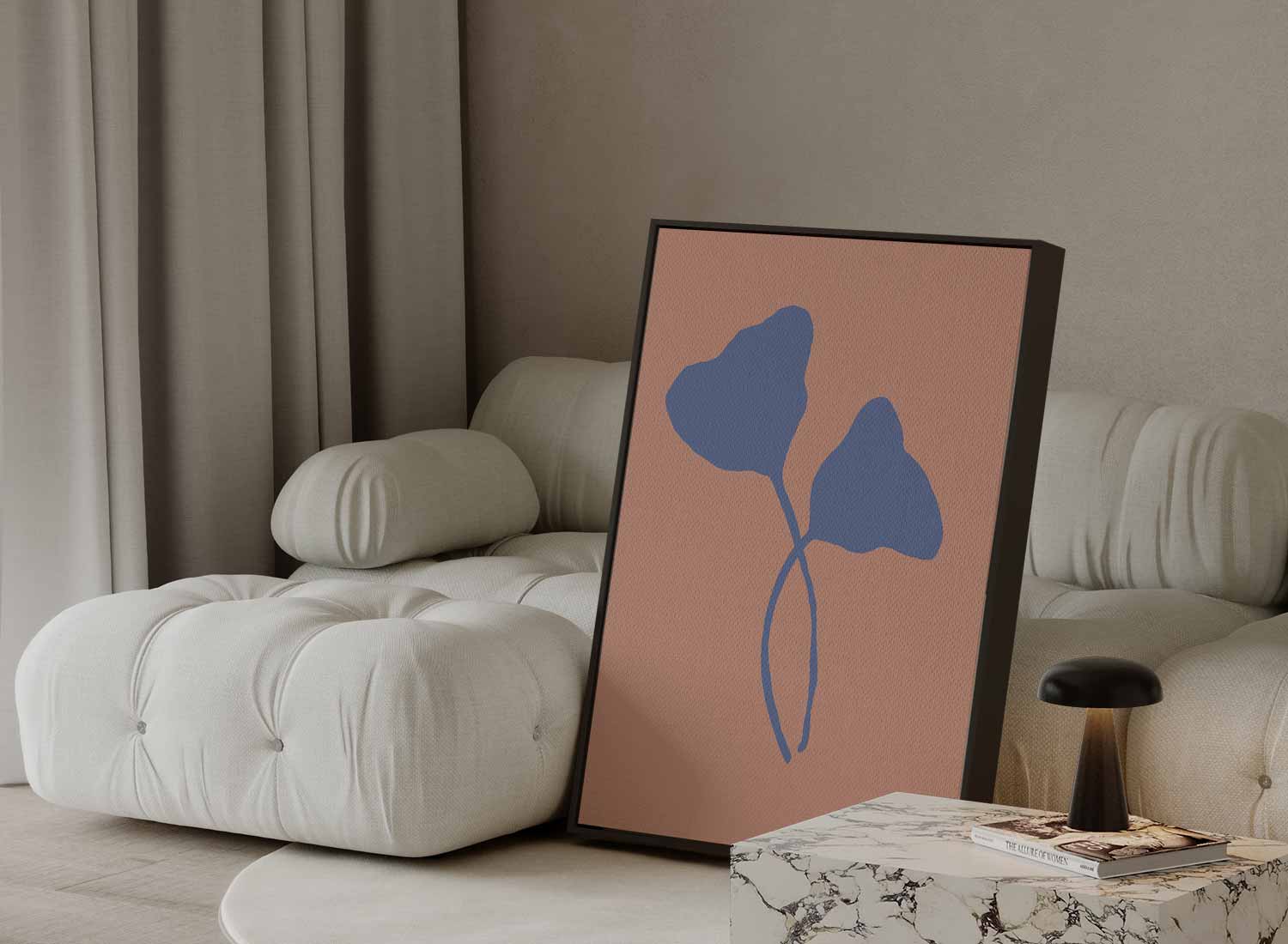 Abstracte Blauwe Blaadjes Kunstwerk-canvas-dibond-plexiglas-wanddecoratie-WallArtistic