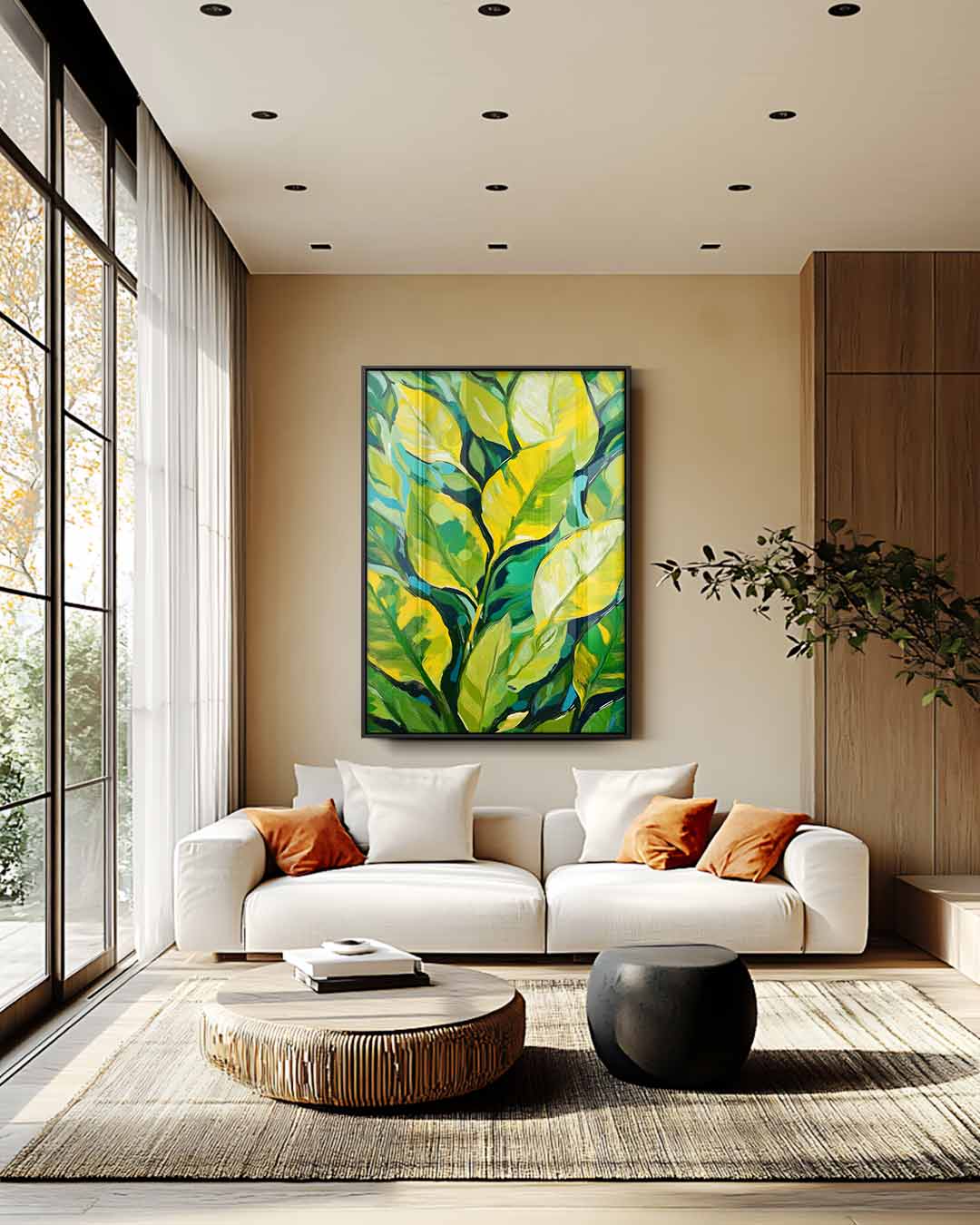 Groene Bladeren Sfeer Kunstwerk-canvas-dibond-plexiglas-wanddecoratie-WallArtistic