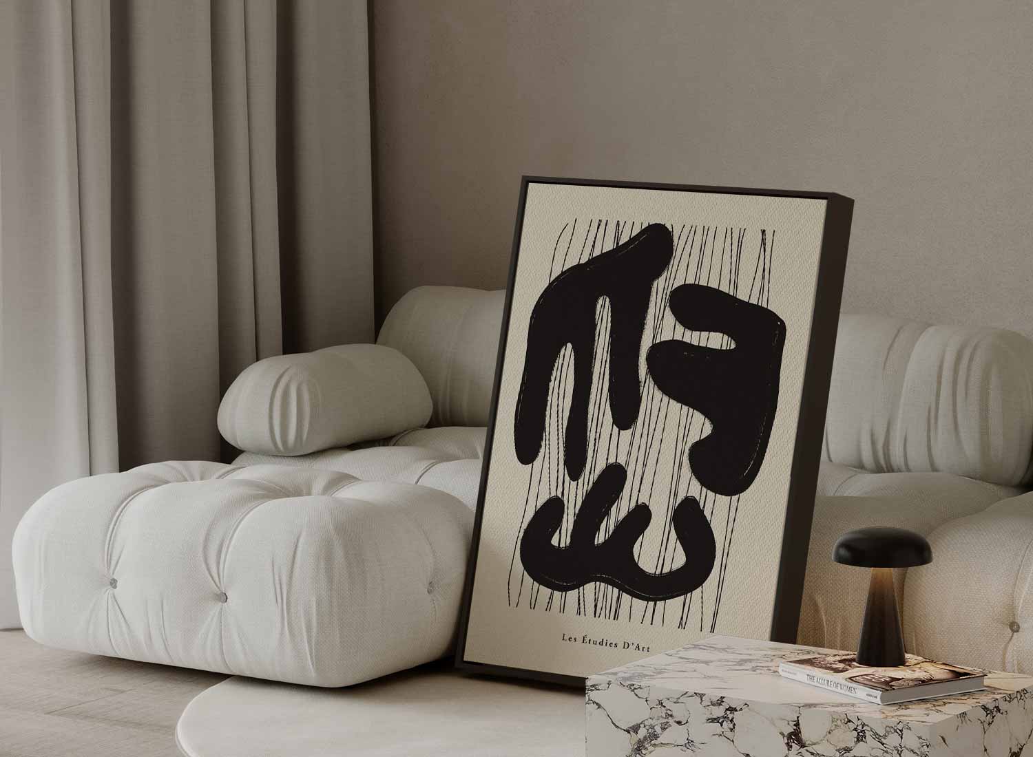 Organische Vormen in Zwart Kunstwerk-canvas-dibond-plexiglas-wanddecoratie-WallArtistic