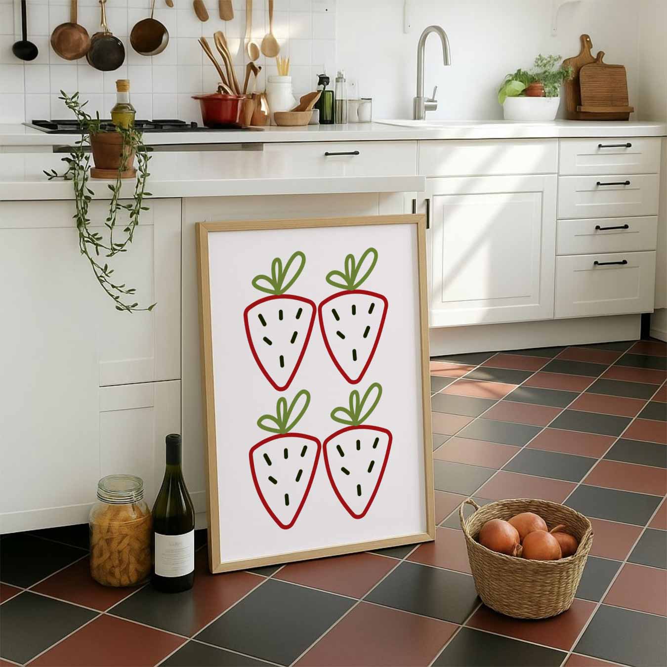 Vrolijke Aardbei Illustratie Poster