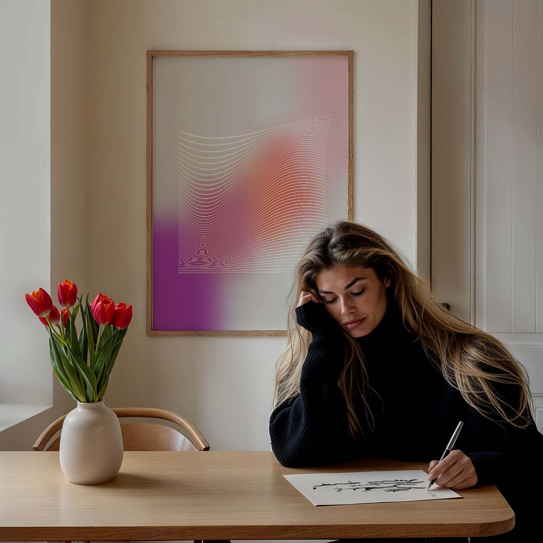 Abstracte Golvende Lijnen Poster-WallArtistic