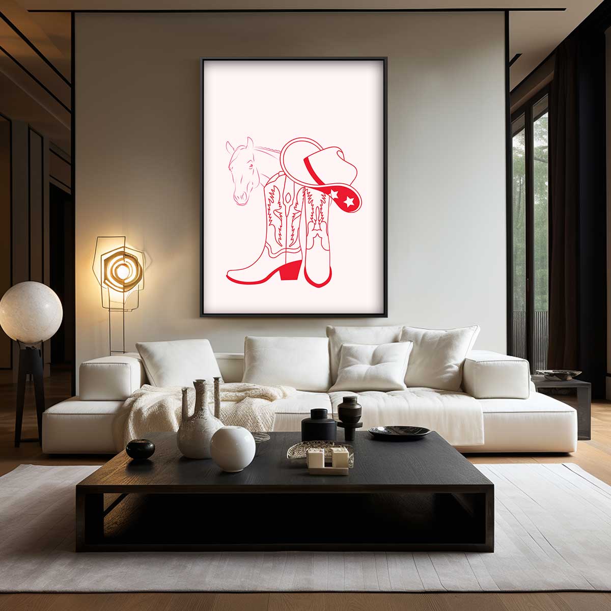 Cowboy Chic Illustratie Kunstwerk-canvas-dibond-plexiglas-wanddecoratie-WallArtistic