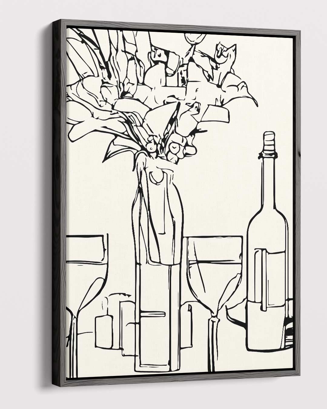 Moderne Omtrekschets Stilleven Kunstwerk-canvas-dibond-plexiglas-wanddecoratie-WallArtistic