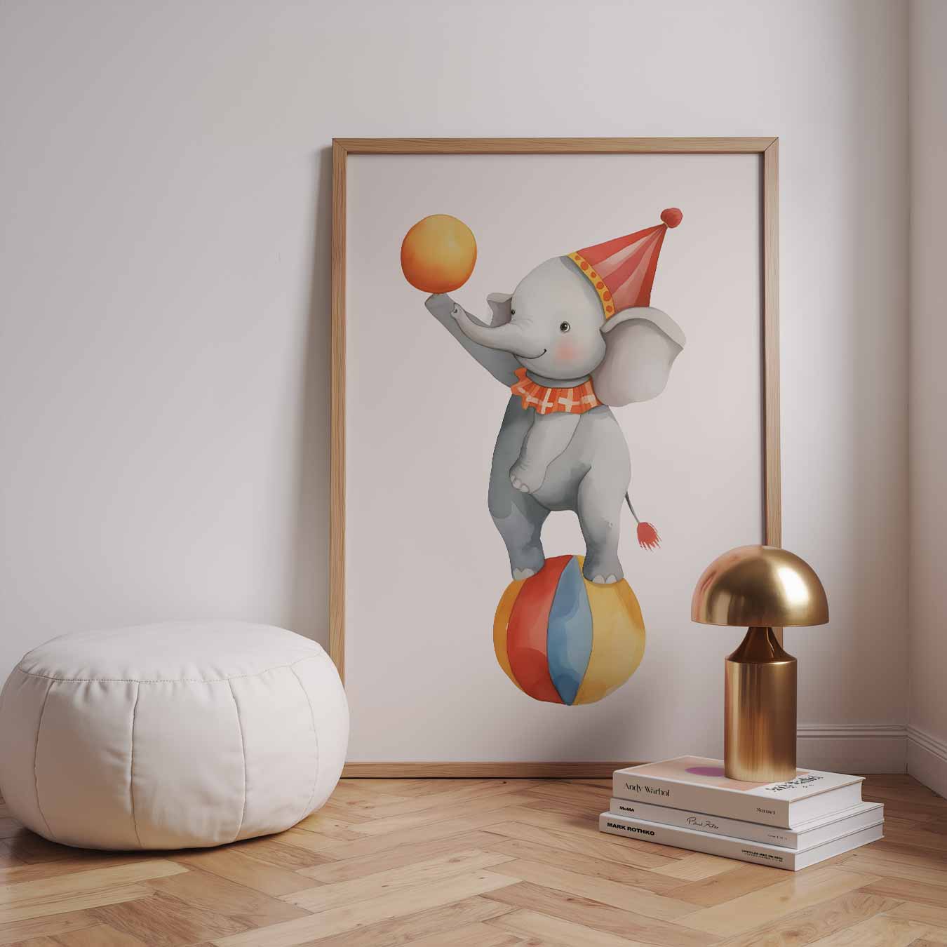 Schattige Olifant op Circusbal Poster-WallArtistic
