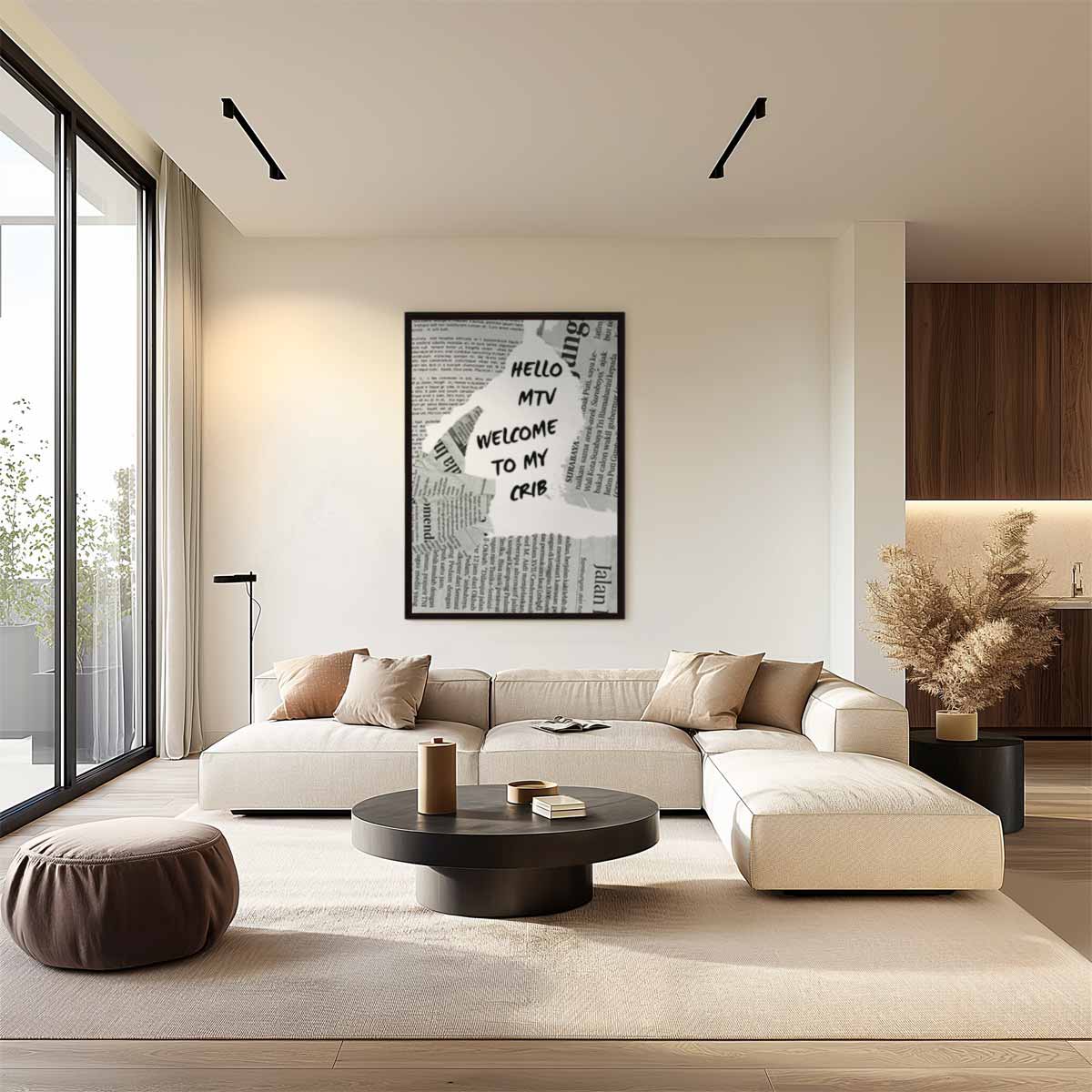 Grappige Krant Collage MTV Quote Kunstwerk-canvas-dibond-plexiglas-wanddecoratie-WallArtistic