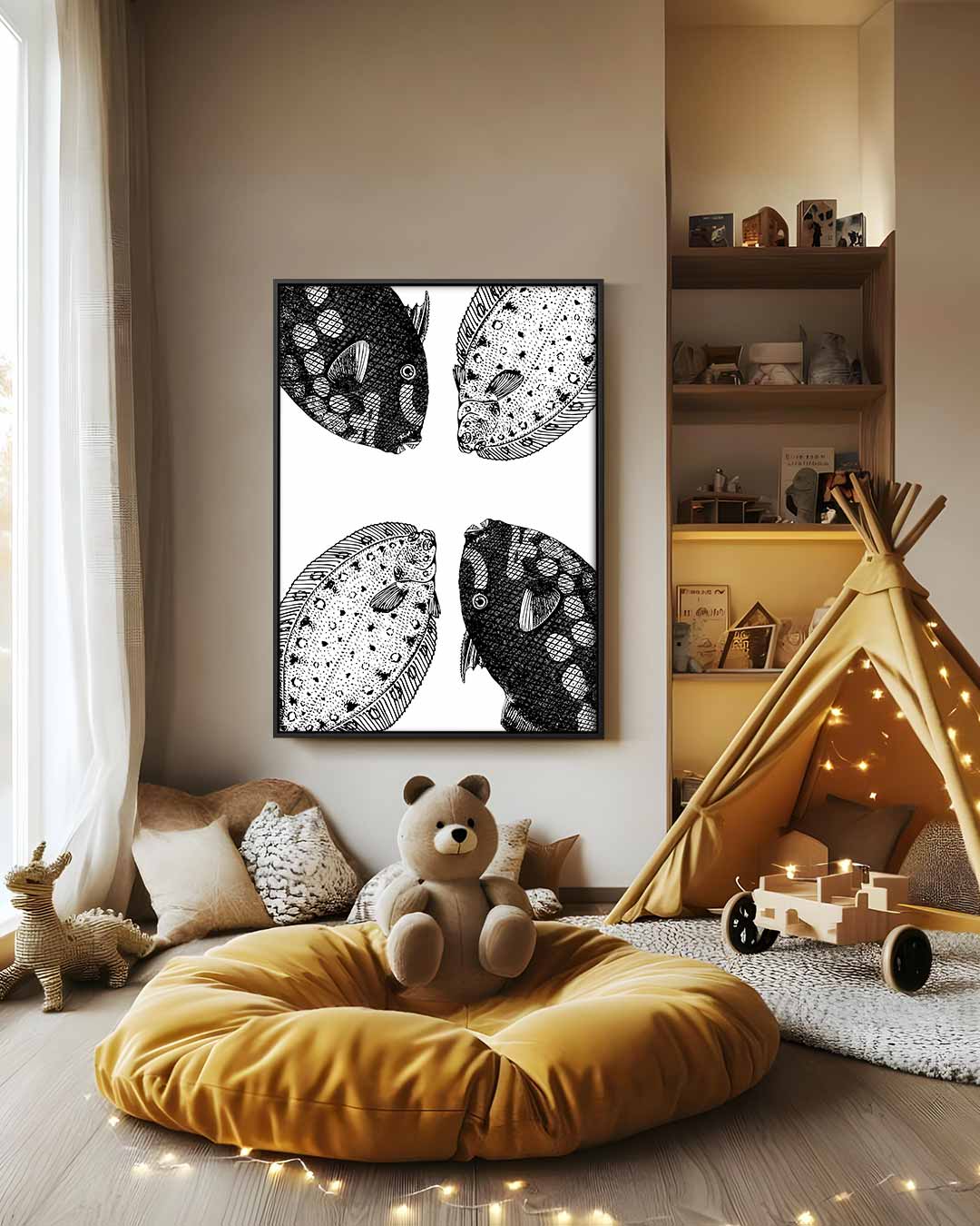 Zeesymfonie Vissenkunst Kunstwerk-canvas-dibond-plexiglas-wanddecoratie-WallArtistic