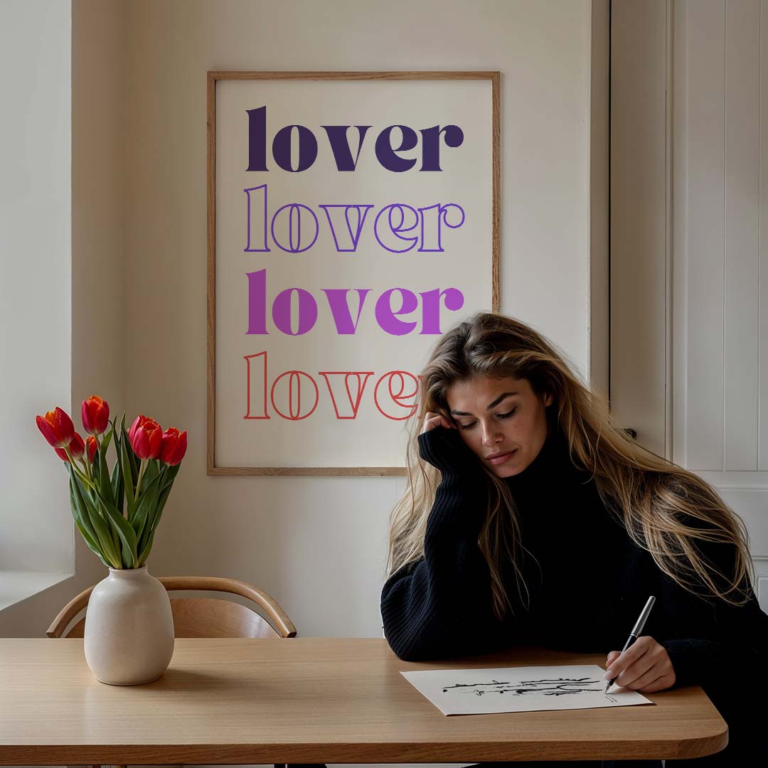Kleurrijke Typografie Poster 'Lover Poster-WallArtistic